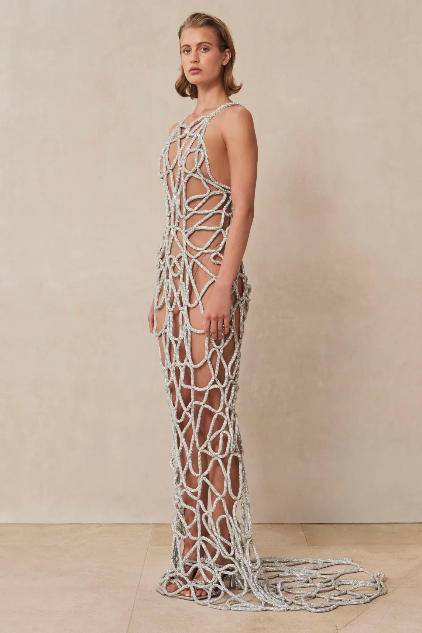 Cult Gaia Gowns>ARYA RHINESTONE GOWN - Clear