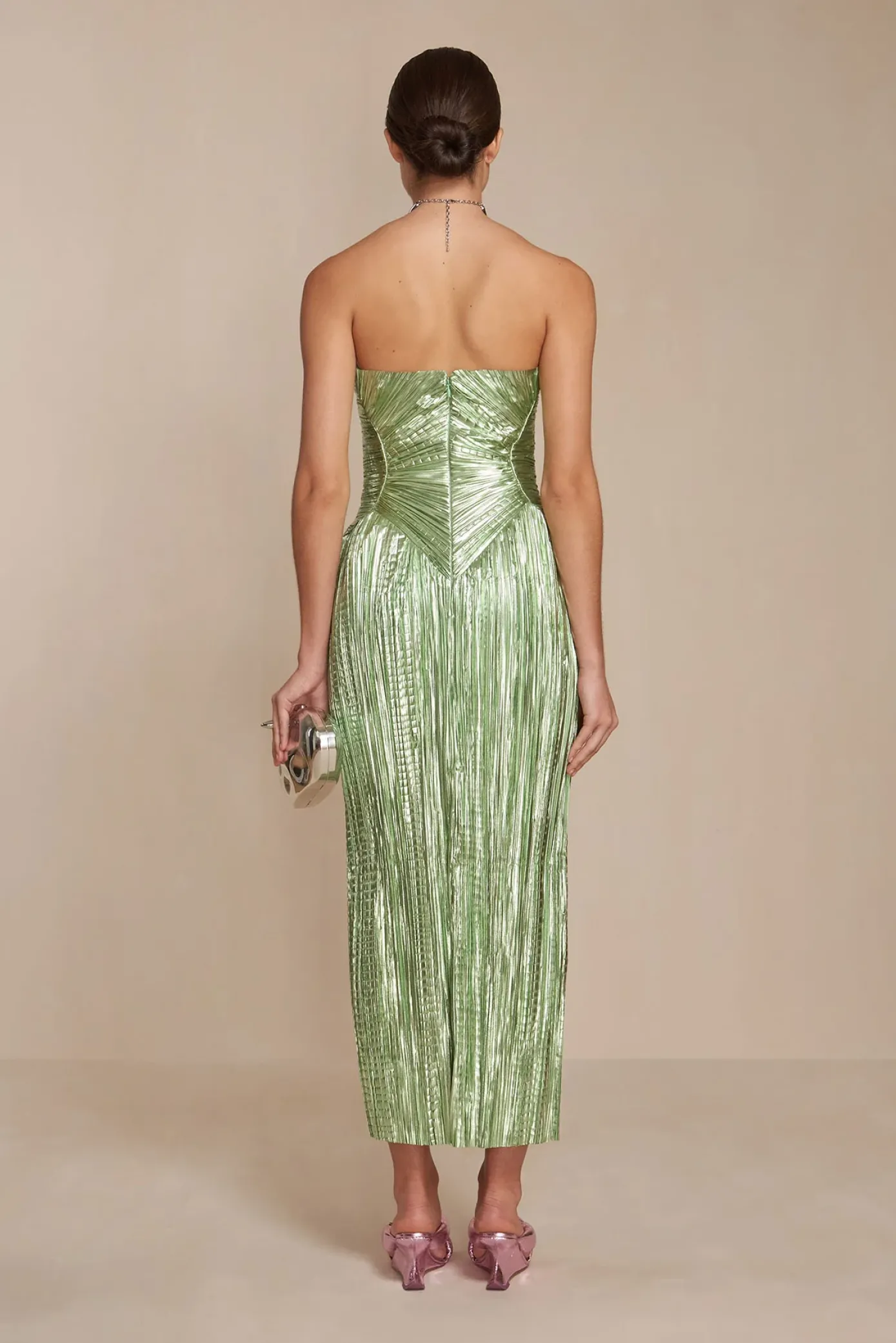 Cult Gaia Gowns>ASHIKA GOWN - Spearmint Metallic