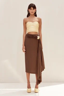 Cult Gaia Bottoms>CAROLINE SKIRT - Affogato