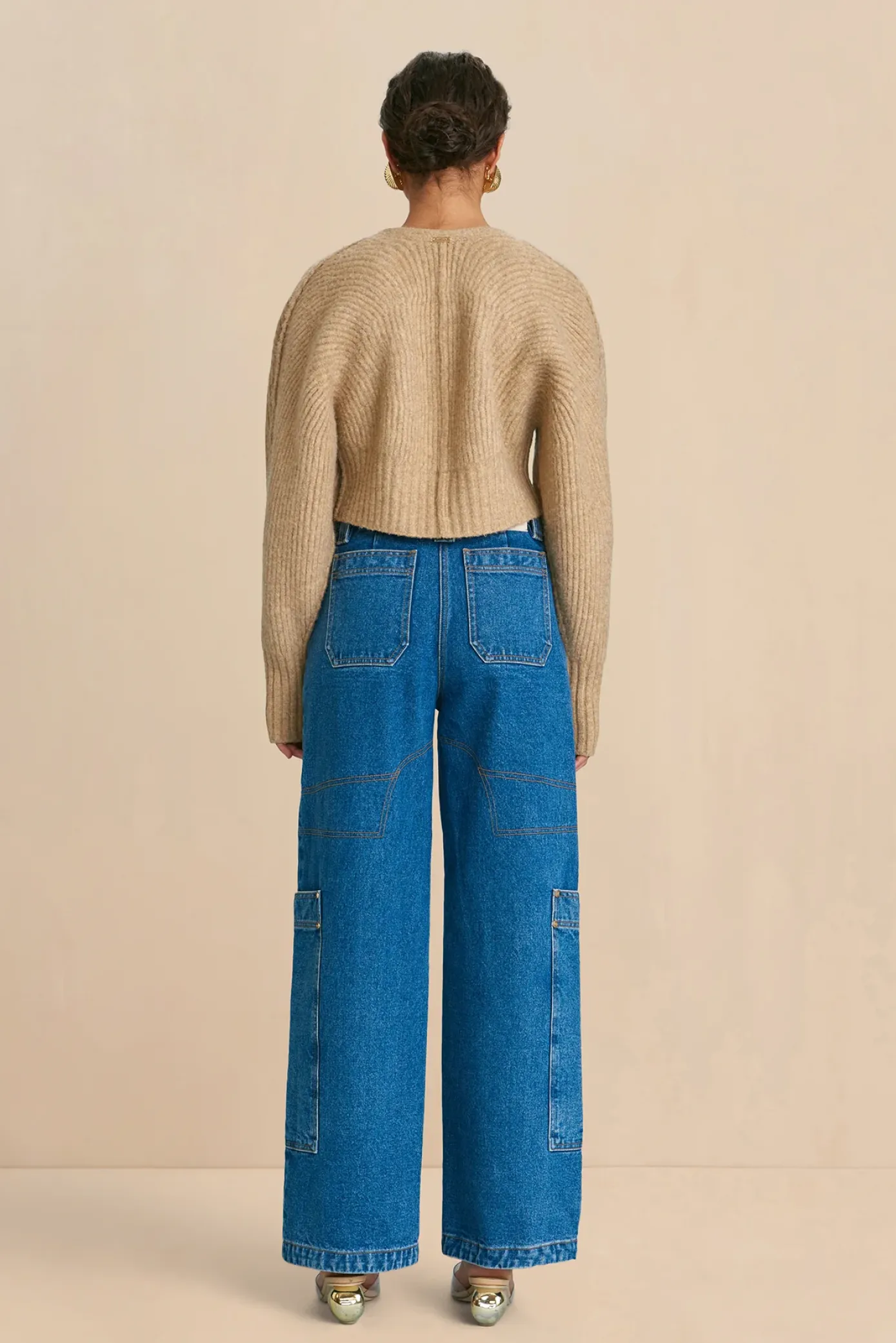 Cult Gaia Tops|Knits>CASELLA KNIT CARDIGAN - CHAMPAGNE Champagne Melange