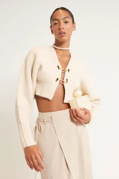Cult Gaia Tops|Knits>CASELLA KNIT CARDIGAN - Off White
