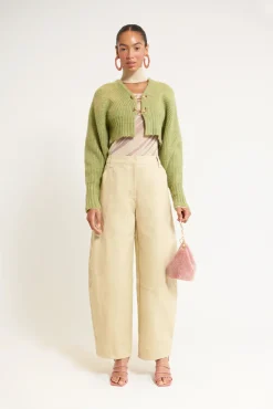 Cult Gaia Tops|Knits>CASELLA KNIT CARDIGAN - Pine