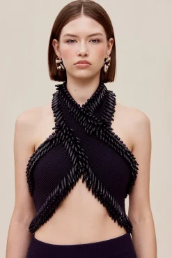 Cult Gaia Sets|Knits>CLARA KNIT TOP - Evening Blue