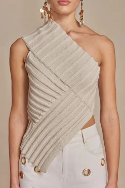 Cult Gaia Tops|Knits>DEL KNIT TOP - Mushroom