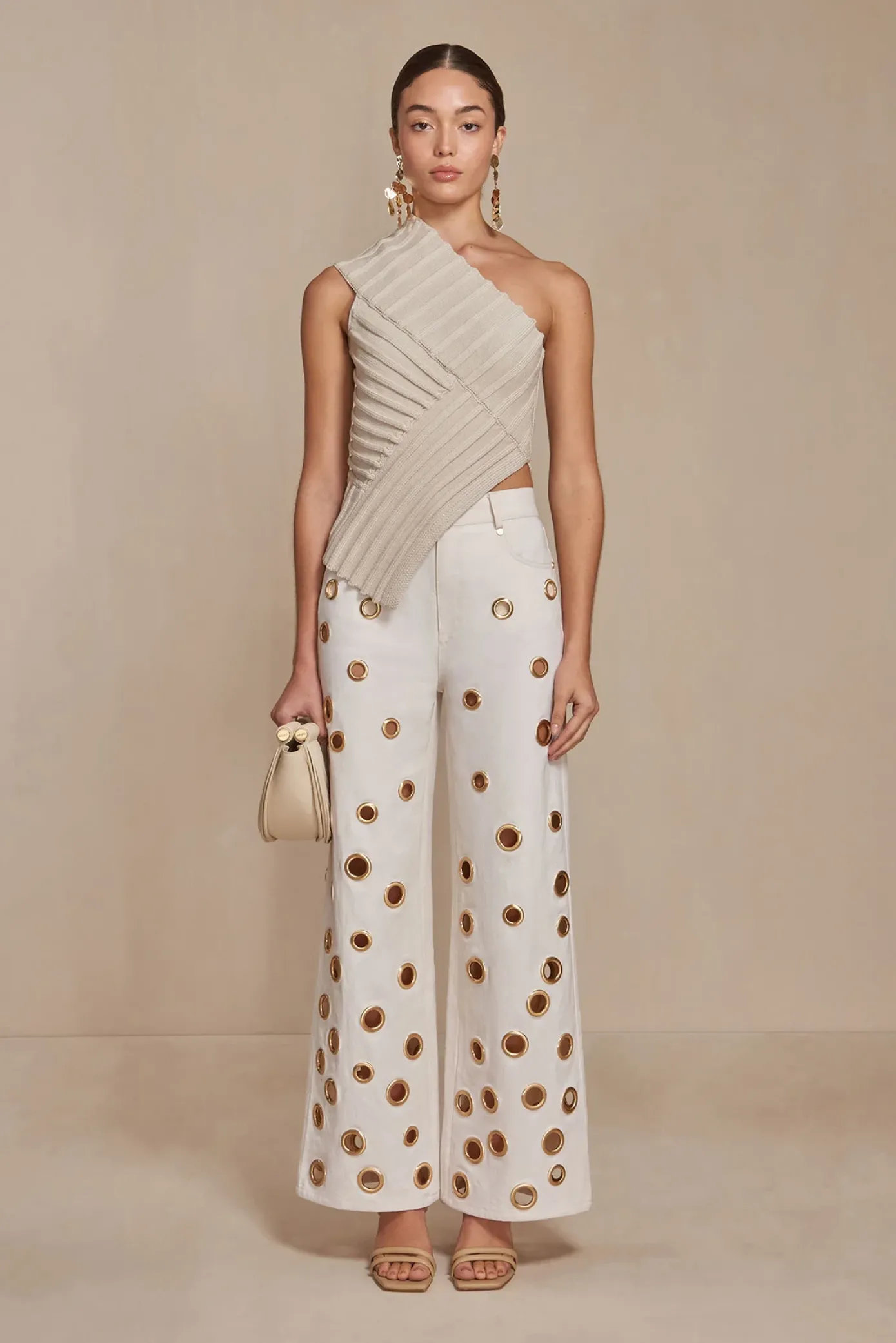 Cult Gaia Tops|Knits>DEL KNIT TOP - Mushroom