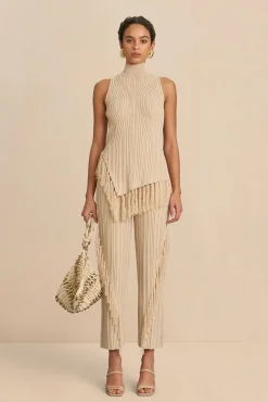Cult Gaia Sets|Tops>DOJA KNIT TOP - Ecru