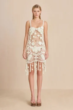 Cult Gaia Cover Ups|Dresses>ELAINA CROCHET DRESS - Off White