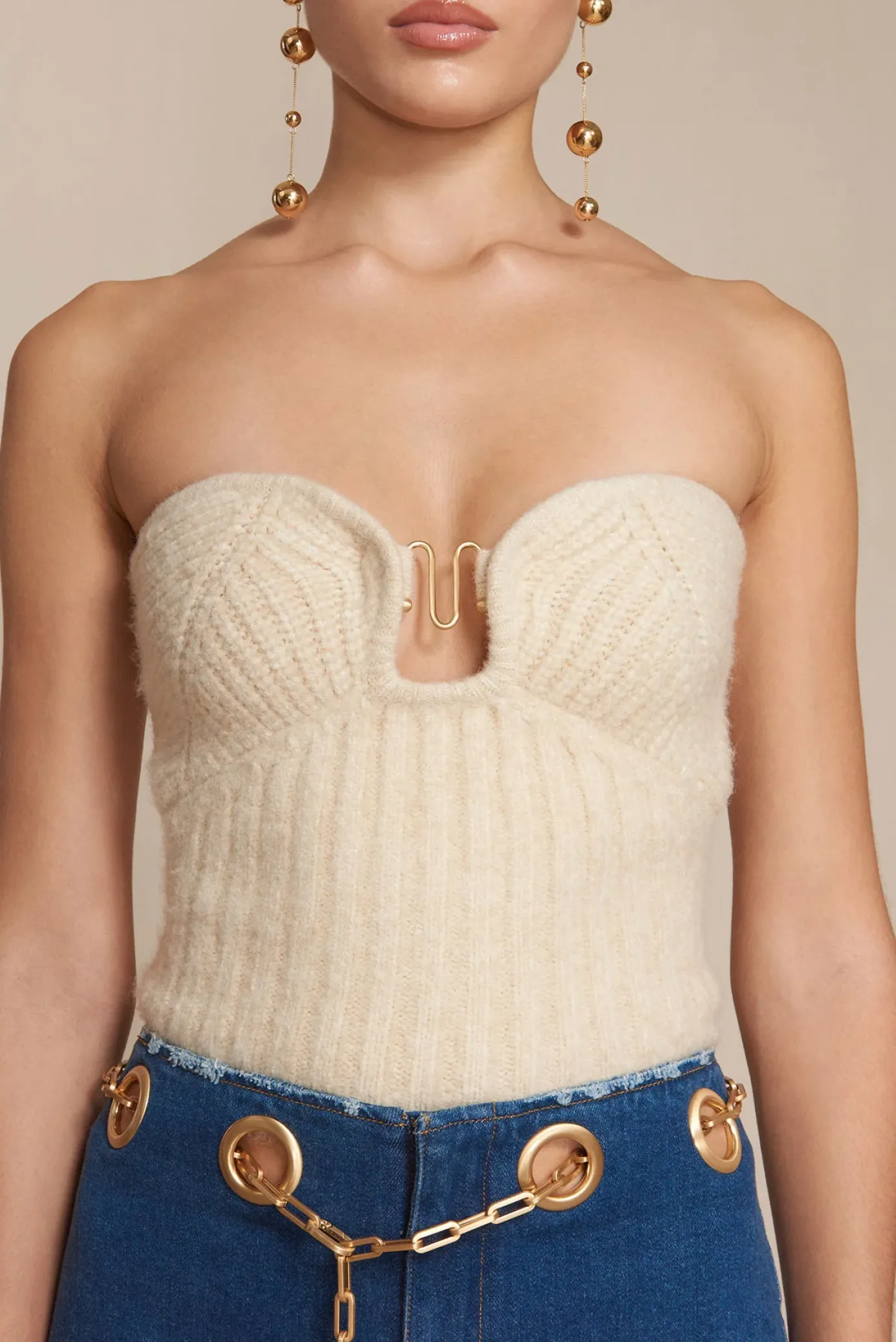 Cult Gaia Knits|Tops>ELLISON KNIT TOP - Off White