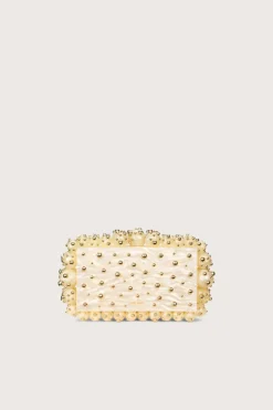 Cult Gaia Clutches>EOS CLUTCH - STUDDED IVORY Ivory / Shiny Brass