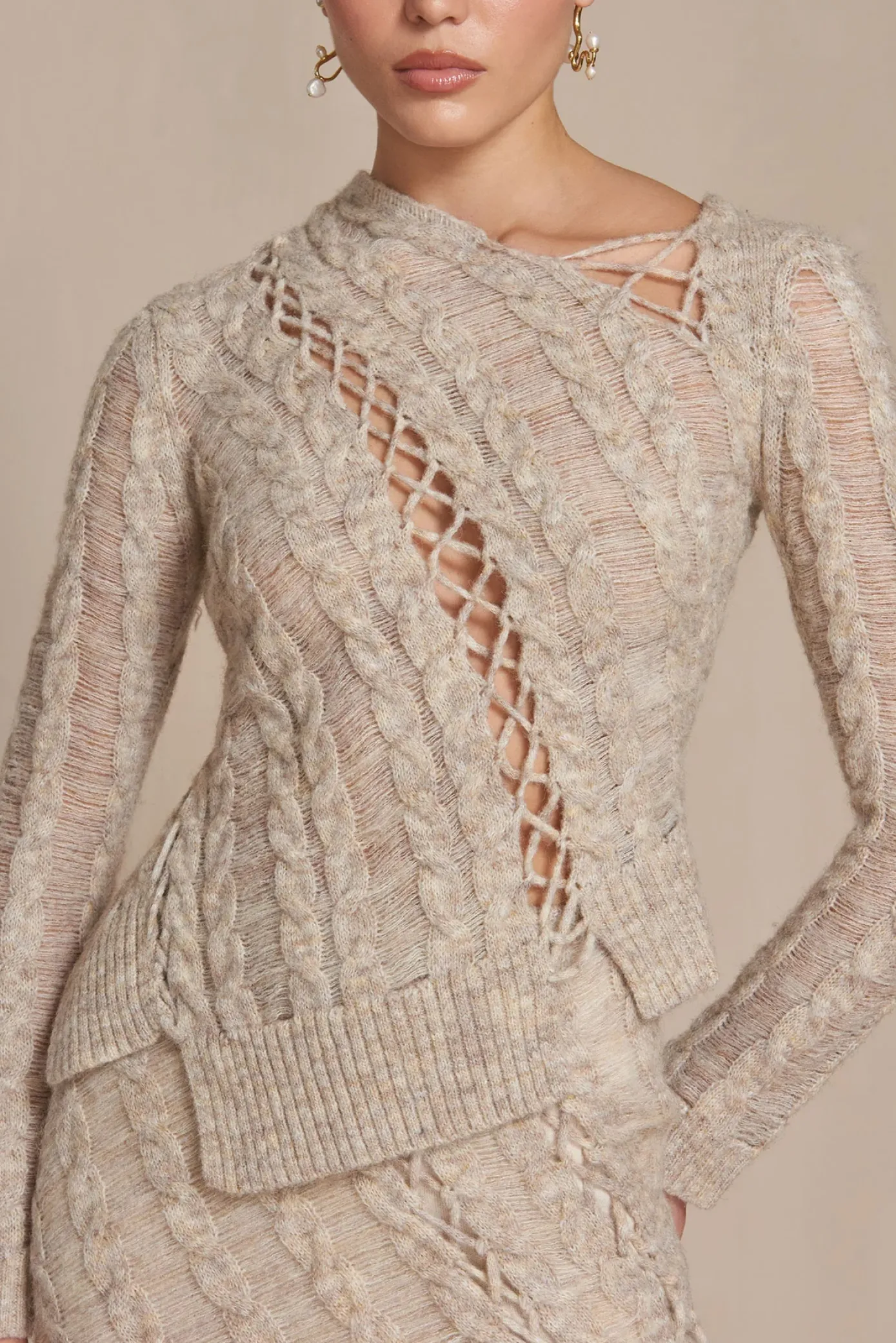 Cult Gaia Sets|Tops>GARNET KNIT TOP - Tawn Multi