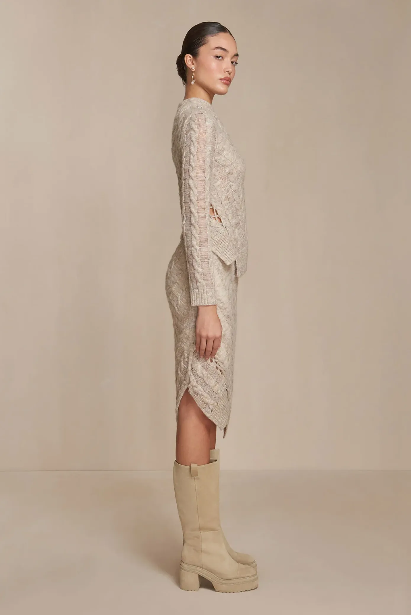 Cult Gaia Sets|Tops>GARNET KNIT TOP - Tawn Multi