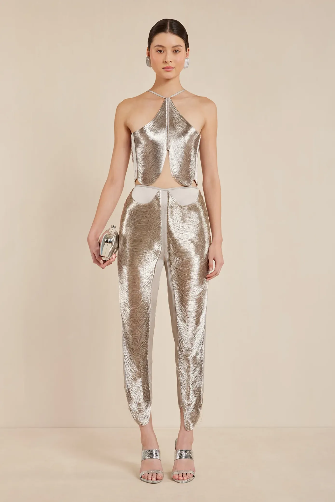 Cult Gaia Bottoms>ILLARIA PANT - Silver