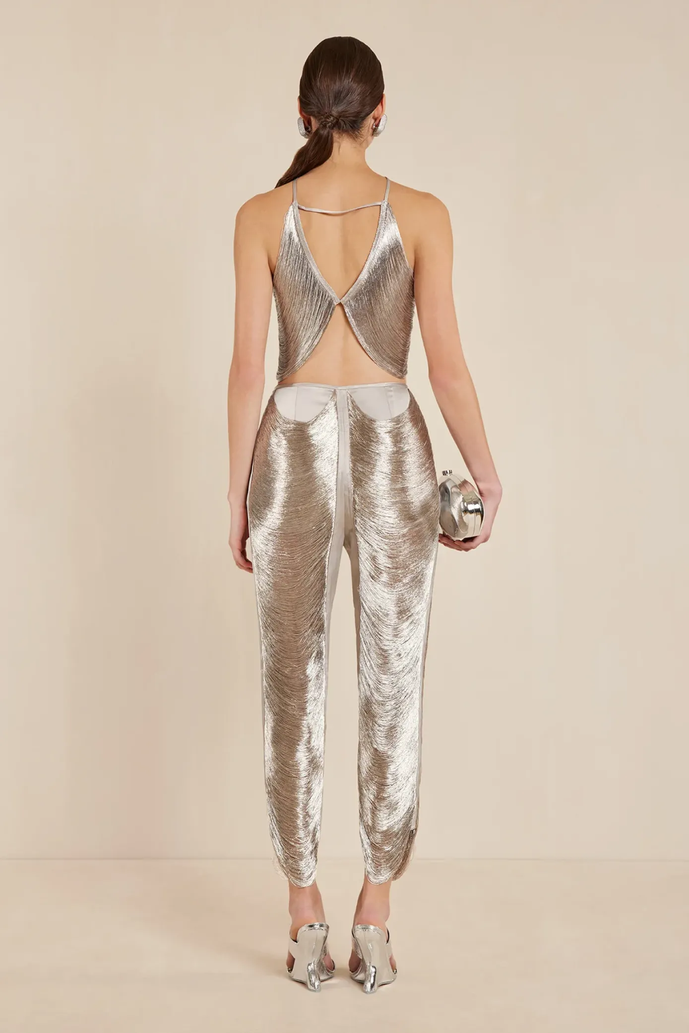 Cult Gaia Bottoms>ILLARIA PANT - Silver