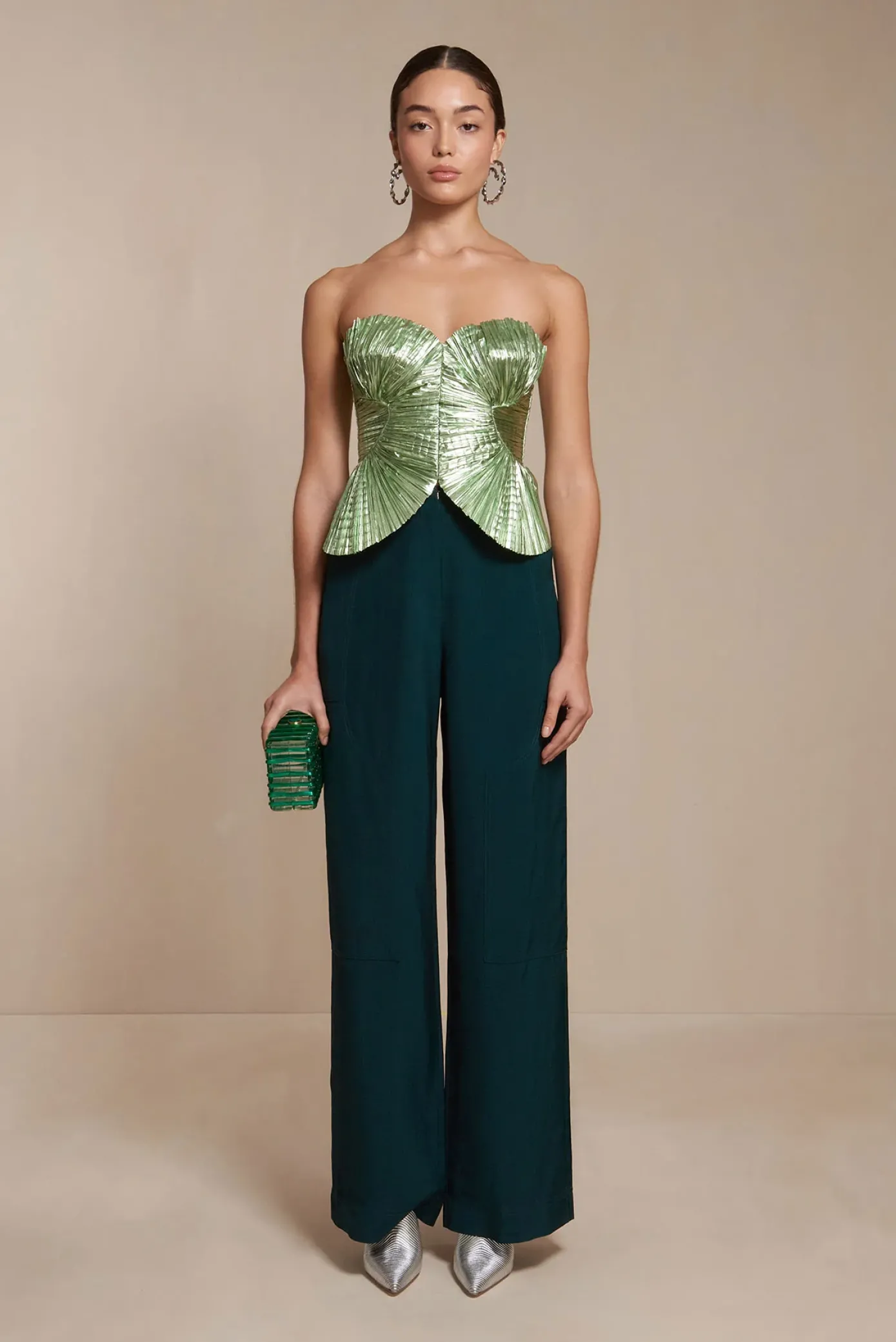 Cult Gaia Tops>JACE TOP - Spearmint Metallic