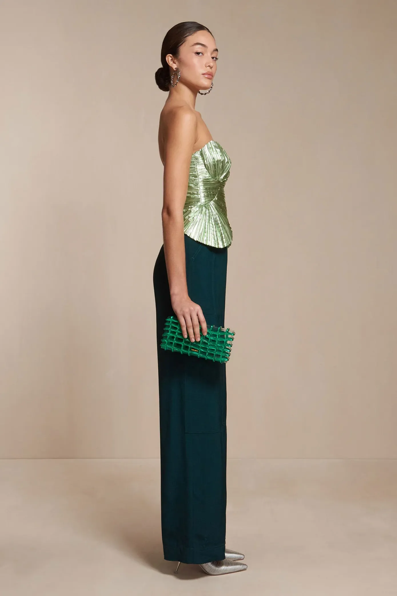 Cult Gaia Tops>JACE TOP - Spearmint Metallic