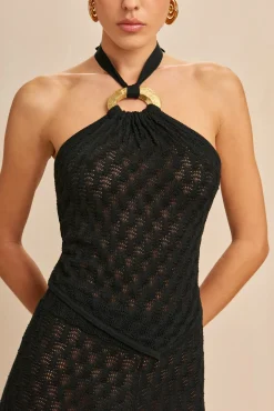 Cult Gaia Sets|Tops>JAMIE KNIT TOP - Black