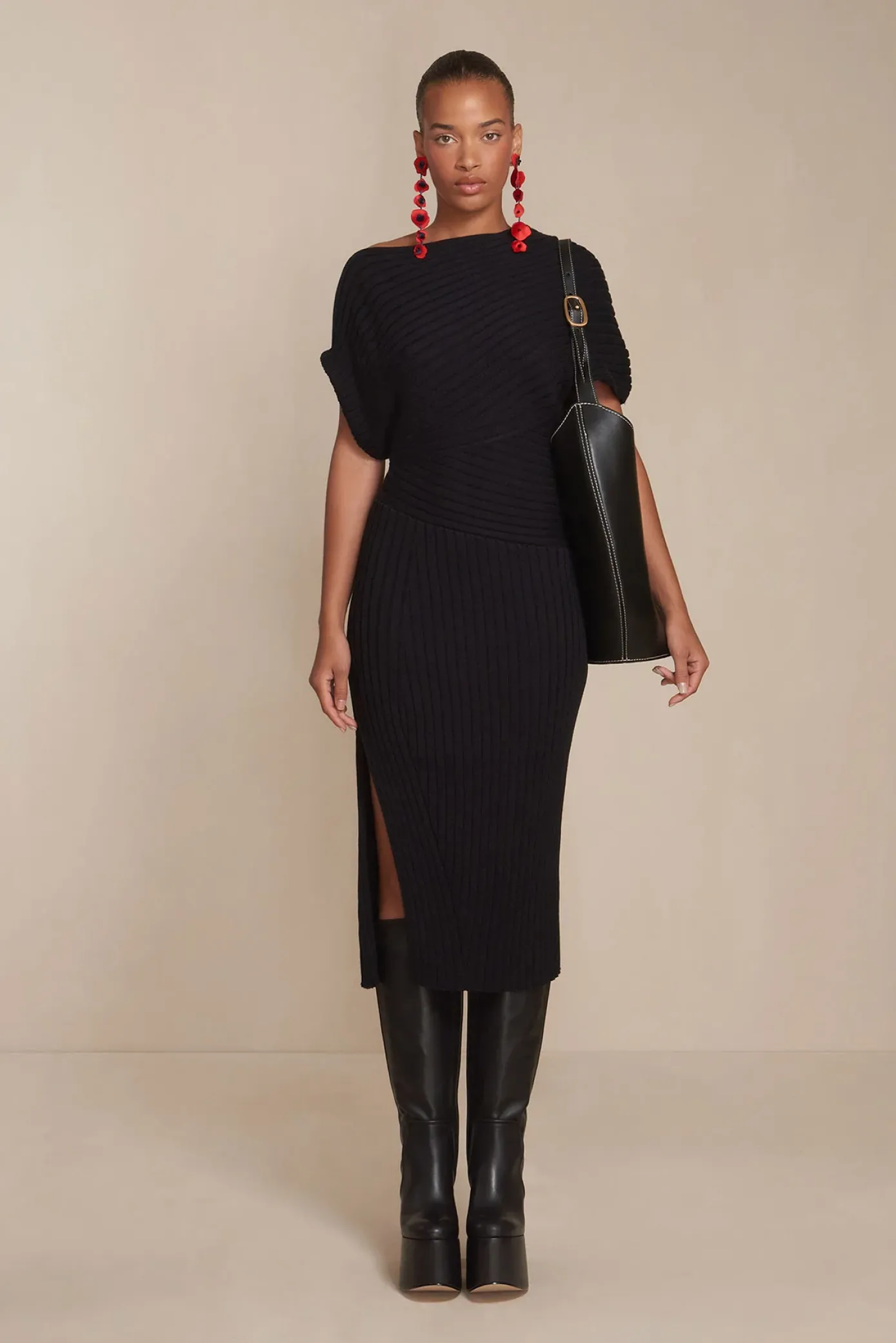 Cult Gaia Knits>NAUNET KNIT DRESS - Black