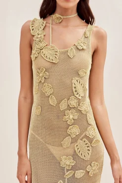 Cult Gaia Dresses>PEMMA CROCHET DRESS - Gold