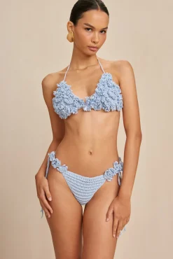 Cult Gaia Bikinis>POLA CROCHET BIKINI TOP - Marine