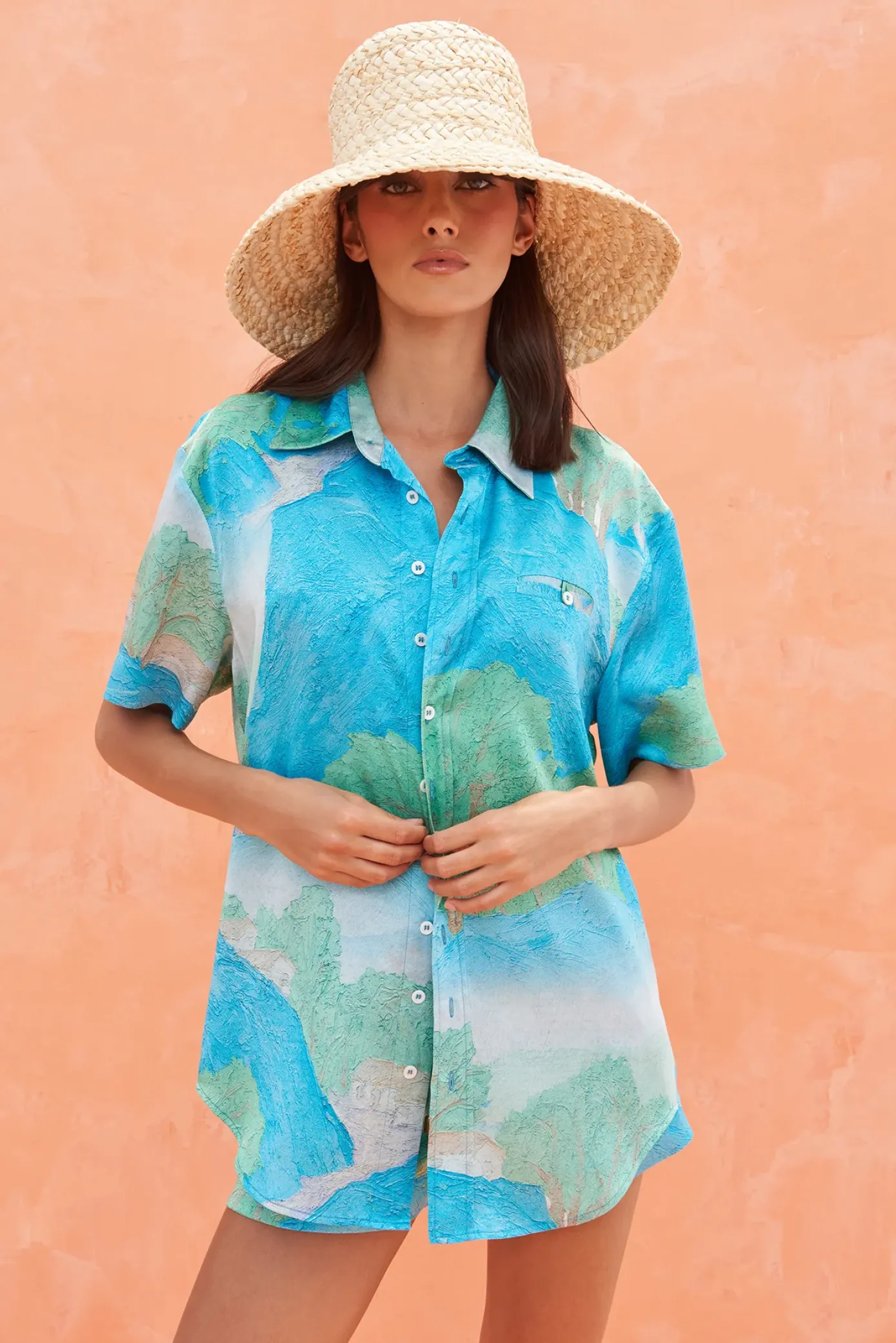Cult Gaia Sets|Tops>RAYN TOP - Landscape Print