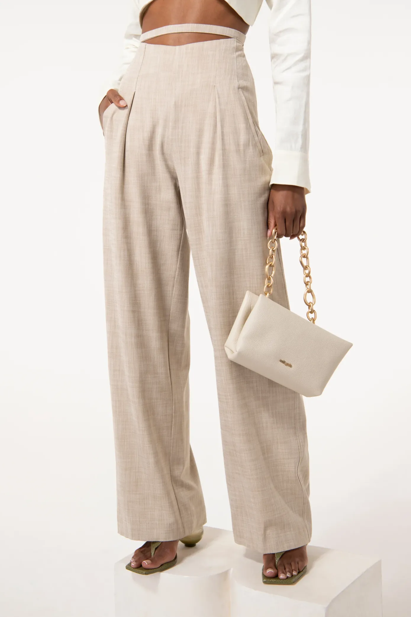 Cult Gaia Bottoms>TASHA PANT - Ecru