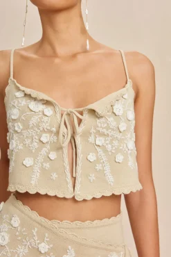 Cult Gaia Sets|Tops>TIFFANIE KNIT TOP - Beach Combo