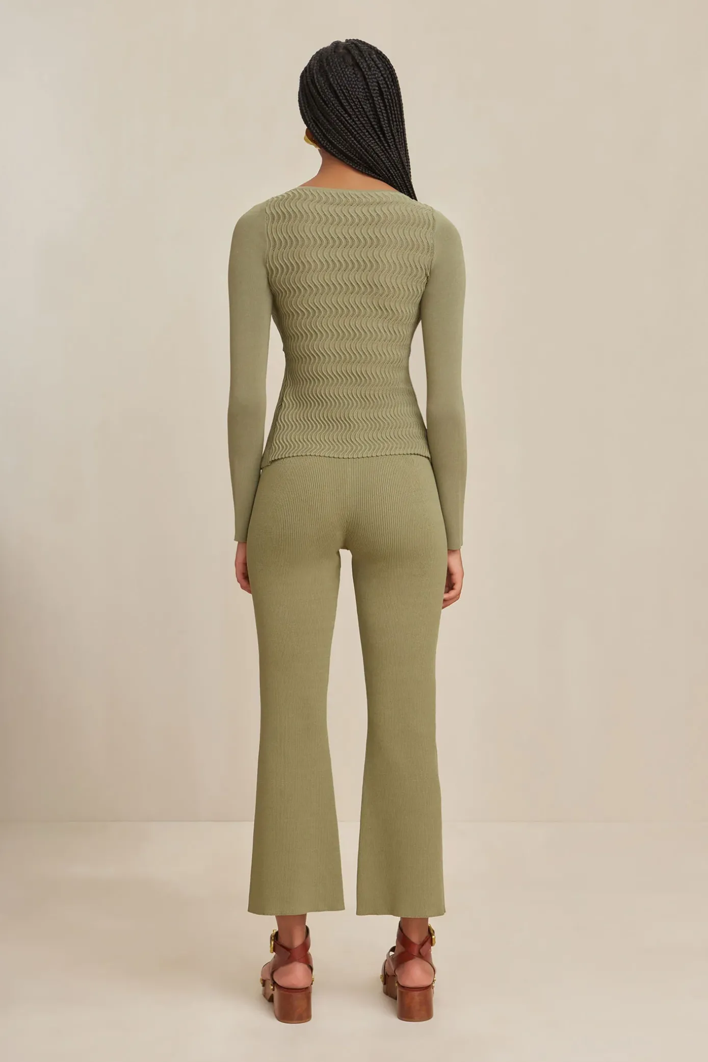 Cult Gaia Sets|Tops>TROI KNIT TOP - Tea