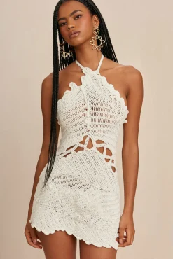 Cult Gaia Dresses>UNDINA CROCHET DRESS - Off White