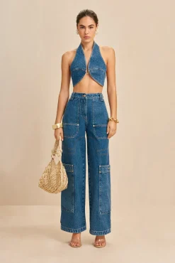 Cult Gaia Bottoms>WYNN PANT - Indigo